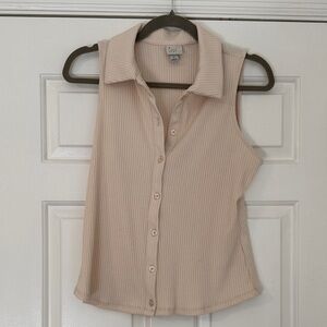 a new day Beige Sleeveless Button Down Shirt
